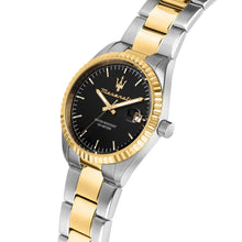 Load image into Gallery viewer, maserati competizione 43mm 3h black dial stainless steel &amp; yellow gold bracelet
