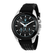 Load image into Gallery viewer, maserati traguardo 43mm chrono black dial black strap
