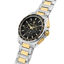 Load image into Gallery viewer, maserati velocita 43mm chrono black dial yg+stainless steel bracelet
