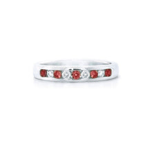 Load image into Gallery viewer, sterling silver ring with ruby-like stones, size 53
