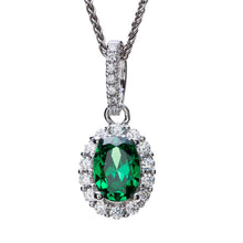 Load image into Gallery viewer, sterling silver pendant with a elegant emerald-like centre stone.
