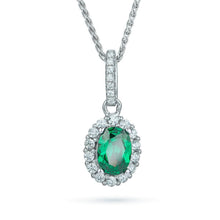 Load image into Gallery viewer, sterling silver pendant with a elegant emerald-like centre stone.
