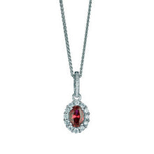 Load image into Gallery viewer, sterling silver pendant with a elegant ruby-like centre stone.
