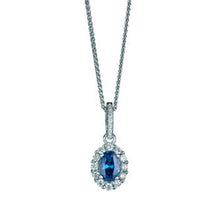 Load image into Gallery viewer, sterling silver pendant with a elegant sapphire-like centre stone.
