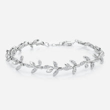 Load image into Gallery viewer, elegant floral bracelet with fine sterling silver and zirconia gemstones
