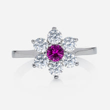 Load image into Gallery viewer, classic floral ring cluster with zirconia centrepiece in fine sterling silver
