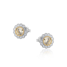 Load image into Gallery viewer, real effect flower shape earrings  with yellow centre stone
