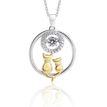 Load image into Gallery viewer, real effect circle dancing diamond gold plated cat pendant
