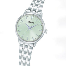 Load image into Gallery viewer, lorus quartz ladies stainless steel green dial bracelet watch

