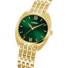 Load image into Gallery viewer, lorus quartz ladies gold plated green dial bracelet watch

