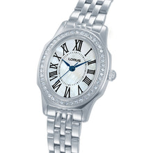 Load image into Gallery viewer, lorus quartz ladies stainless steel stone set white dial bracelet watch
