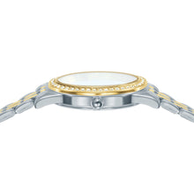 Load image into Gallery viewer, lorus quartz ladies two tone stone set white dial bracelet watch
