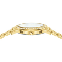 Load image into Gallery viewer, lorus quartz ladies gold plated stone set white dial bracelet watch
