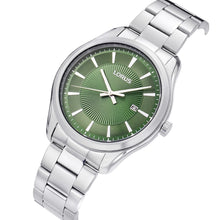 Load image into Gallery viewer, lorus quartz gents stainless steel green dial bracelet watch
