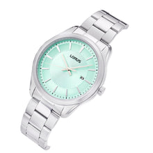 Load image into Gallery viewer, lorus quartz gents stainless steel teal dial bracelet watch
