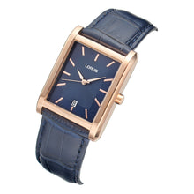 Load image into Gallery viewer, lorus quartz gents rose gold plated blue dial strap watch
