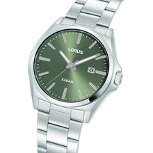 Load image into Gallery viewer, lorus quartz gents stainless steel green dial bracelet watch
