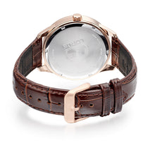 Load image into Gallery viewer, lorus quartz gents rose gold black dial strap watch
