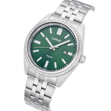 Load image into Gallery viewer, lorus quartz gents stainless steel green dial bracelet watch
