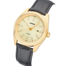 Load image into Gallery viewer, lorus quartz gents gold plated champagne dial strap watch
