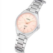 Load image into Gallery viewer, lorus quartz ladies stainless steel pink dial bracelet watch
