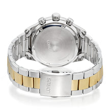 Load image into Gallery viewer, lorus chronograph gents two tone stainless steel green dial brcelet watch
