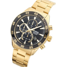 Load image into Gallery viewer, lorus chronograph gents gold plated black dial bracelet watch
