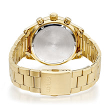 Load image into Gallery viewer, lorus chronograph gents gold plated black dial bracelet watch
