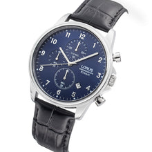 Load image into Gallery viewer, lorus chronograph gents  stainless steel blue dial strap watch
