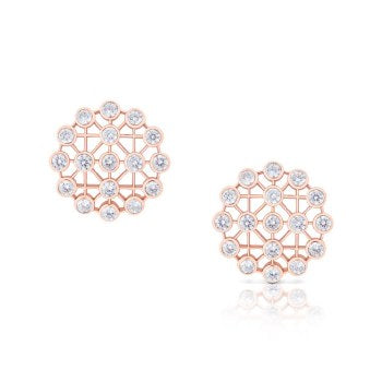 Tipperary Crystal Romi Rose Gold Net Stud Earrings