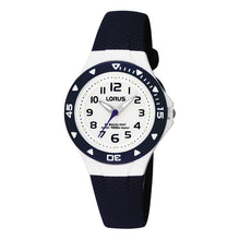 Load image into Gallery viewer, lorus quartz kids  white dial black silicone strap
