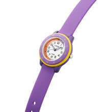 Load image into Gallery viewer, lorus quartz time teacher kids white dial purple silicone strap watch
