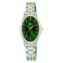 Load image into Gallery viewer, lorus quartz ladies two tone green dial bracelet watch
