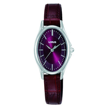 Load image into Gallery viewer, lorus quartz ladies stainless steel burgundy dial strap watch
