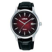 Load image into Gallery viewer, lorus quartz gents stainless steel burgundy dial strap watch
