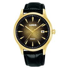 Load image into Gallery viewer, lorus quartz gents gold plated black dial straps watch
