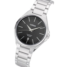 Load image into Gallery viewer, lorus quartz gents stainless steel black dial bracelet watch
