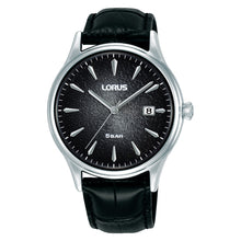 Load image into Gallery viewer, lorus quartz gents stainless steel black dial strap watch

