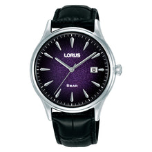 Load image into Gallery viewer, lorus quartz gents stainless steel purple dial strap watch
