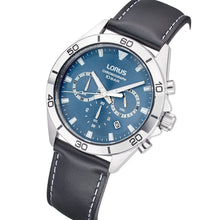 Load image into Gallery viewer, lorus quartz chronograph gents stainless steel black dial bracelet watch
