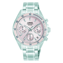 Load image into Gallery viewer, lorus quartz chronograph ladies stainless steel pink dial bracelet watch
