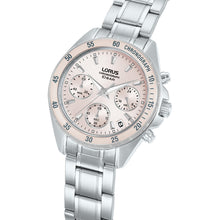 Load image into Gallery viewer, lorus quartz chronograph ladies stainless steel pink dial bracelet watch
