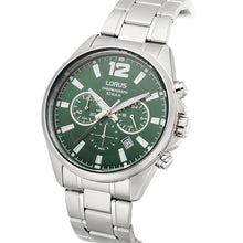 Load image into Gallery viewer, lorus quartz chronograph gents stainless steel green dial braclet watch
