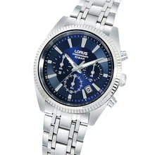 Load image into Gallery viewer, lorus quartz chronograph gents stainless steel navy dial bracelet watch
