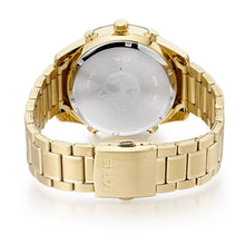 Load image into Gallery viewer, lorus quartz dual time gold plated black dial bracelet watch
