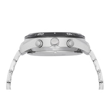 Load image into Gallery viewer, lorus quartz dual time stainless steel black dial black bezel bracelet watch
