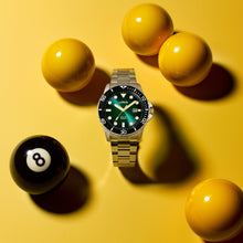Load image into Gallery viewer, lorus solar gents stainless steel teal dial bracelet watch
