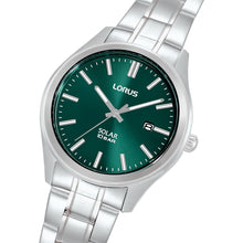 Load image into Gallery viewer, lorus solar gents stainless steel green dial bracelet watch
