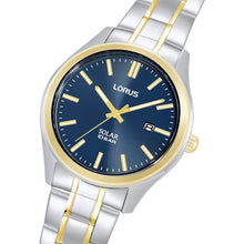 Load image into Gallery viewer, lorus solar gents two tone blue dial bracelet watch
