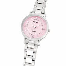 Load image into Gallery viewer, lorus solar ladies stainless steel pink dial bracelet watch
